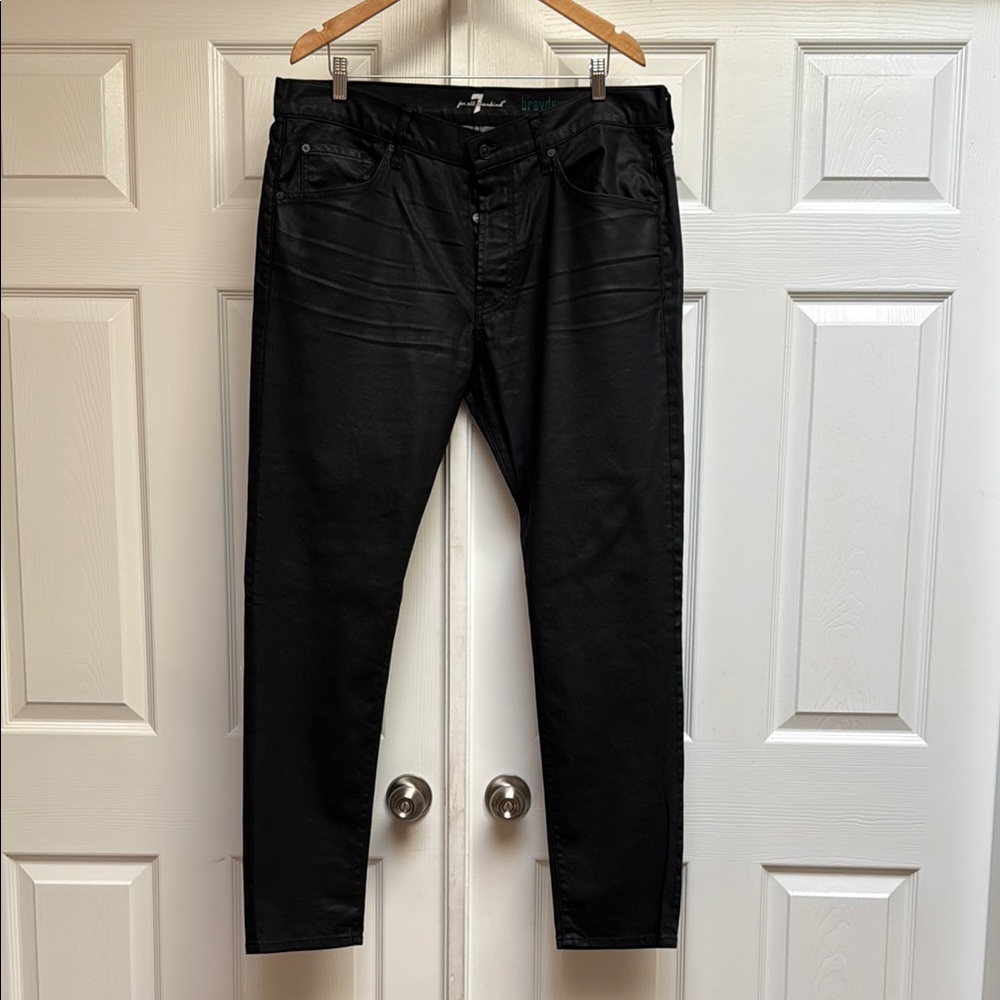 7 For All Mankind Men's Black Slim Jeans